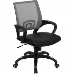MFO Mid-Back Gray Mesh Computer Chair with Black Leather Seat