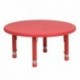MFO 33'' Round Height Adjustable Red Plastic Activity Table