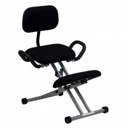 MFO Ergonomic Kneeling Chair in Black Fabric with Back and Handles