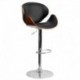 MFO Walnut Bentwood Adjustable Height Bar Stool with Curved Black Vinyl Seat and Back