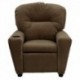 MFO Contemporary Brown Microfiber Kids Recliner with Cup Holder