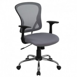 MFO Mid-Back Gray Mesh Office Chair with Chrome Finished Base