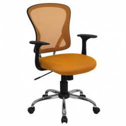 MFO Mid-Back Orange Mesh Office Chair with Chrome Finished Base
