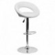 MFO Contemporary White Vinyl Rounded Back Adjustable Height Bar Stool with Chrome Base