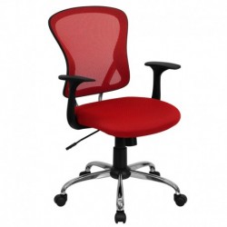 MFO Mid-Back Red Mesh Office Chair with Chrome Finished Base