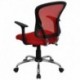 MFO Mid-Back Red Mesh Office Chair with Chrome Finished Base