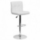 MFO Contemporary White Quilted Vinyl Adjustable Height Bar Stool with Chrome Base