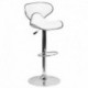 MFO Contemporary Cozy Mid-Back White Vinyl Adjustable Height Bar Stool with Chrome Base
