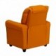 MFO Contemporary Orange Vinyl Kids Recliner with Cup Holder and Headrest