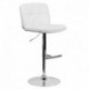 MFO Contemporary Tufted White Vinyl Adjustable Height Bar Stool with Chrome Base