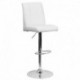 MFO Contemporary White Vinyl Adjustable Height Bar Stool with Chrome Base