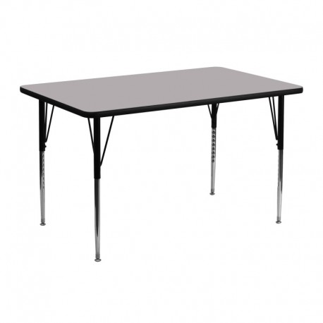 MFO 24''W x 48''L Rectangular Activity Table with Grey Thermal Fused Laminate Top and Standard Height Adjustable Legs