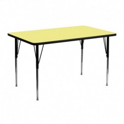 MFO 24''W x 48''L Rectangular Activity Table with Yellow Thermal Fused Laminate Top and Standard Height Adjustable Legs