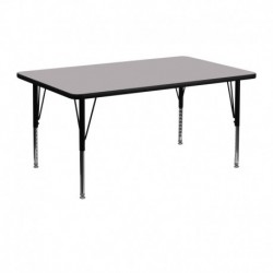 MFO 24''W x 48''L Rectangular Activity Table with Grey Thermal Fused Laminate Top and Height Adjustable Pre-School Legs