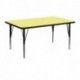 MFO 24''W x 48''L Rectangular Activity Table with Yellow Thermal Fused Laminate Top and Height Adjustable Pre-School Legs