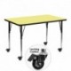 MFO Mobile 24''W x 48''L Rectangular Activity Table with Yellow Thermal Fused Laminate Top and Standard Height Adjustable Legs