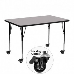 MFO Mobile 24''W x 48''L Rectangular Activity Table with Grey Thermal Fused Laminate Top and Standard Height Adjustable Legs
