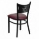 MFO Black Coffee Back Metal Restaurant Chair - Burgundy Vinyl Seat