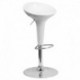 MFO Contemporary White Plastic Adjustable Height Bar Stool with Chrome Base