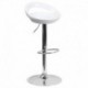 MFO Contemporary White Plastic Adjustable Height Bar Stool with Chrome Base