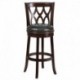 MFO 29'' Cappuccino Wood Bar Stool with Black Leather Swivel Seat