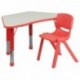MFO Red Trapezoid Plastic Activity Table Configuration with 1 School Stack Chair
