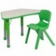 MFO Green Trapezoid Plastic Activity Table Configuration with 1 School Stack Chair