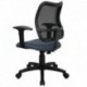 MFO Mid-Back Mesh Task Chair with Navy Blue Fabric Seat and Arms