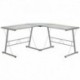 MFO Glass L-Shape Computer Desk with Silver Frame Finish