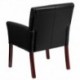 MFO Black Leather Executive Side Chair or Reception Chair with Mahogany Legs