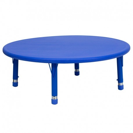 MFO 45'' Round Height Adjustable Blue Plastic Activity Table
