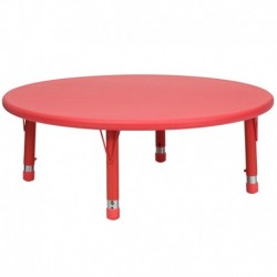 MFO 45'' Round Height Adjustable Red Plastic Activity Table