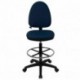 MFO Mid-Back Navy Blue Fabric Multi-Functional Drafting Stool with Adjustable Lumbar Support