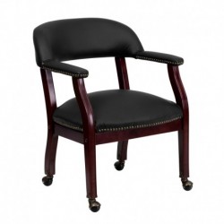 MFO Black Leather Conference Chair with Casters