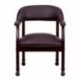 MFO Burgundy Leather Conference Chair with Casters