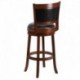 MFO 29'' Cherry Wood Bar Stool with Black Leather Swivel Seat