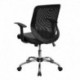 MFO Mid-Back Black Office Chair with Mesh Back and Leather Seat
