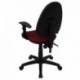 MFO Mid-Back Burgundy Fabric Multi-Functional Task Chair with Arms and Adjustable Lumbar Support