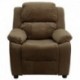 MFO Deluxe Padded Contemporary Brown Microfiber Kids Recliner with Storage Arms