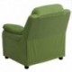 MFO Deluxe Padded Contemporary Avocado Microfiber Kids Recliner with Storage Arms