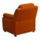 MFO Deluxe Padded Contemporary Orange Microfiber Kids Recliner with Storage Arms