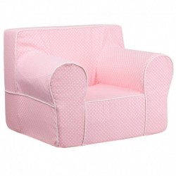 MFO Oversized Light Pink Dot Kids Chair with White Piping