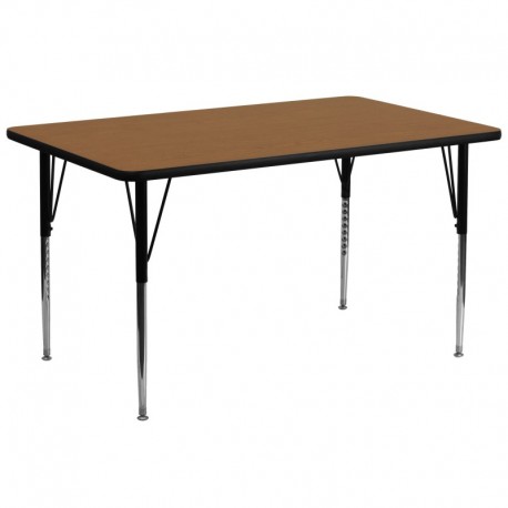 MFO 30''W x 72''L Rectangular Activity Table with Oak Thermal Fused Laminate Top and Standard Height Adjustable Legs
