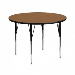 MFO 42'' Round Activity Table with Oak Thermal Fused Laminate Top and Standard Height Adjustable Legs