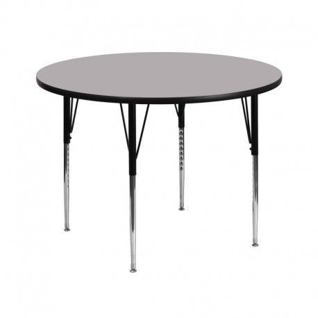 MFO 42'' Round Activity Table with Grey Thermal Fused Laminate Top and Standard Height Adjustable Legs