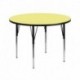 MFO 42'' Round Activity Table with Yellow Thermal Fused Laminate Top and Standard Height Adjustable Legs