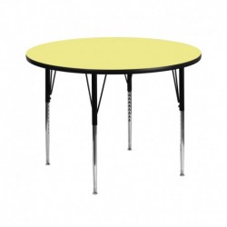 MFO 42'' Round Activity Table with Yellow Thermal Fused Laminate Top and Standard Height Adjustable Legs
