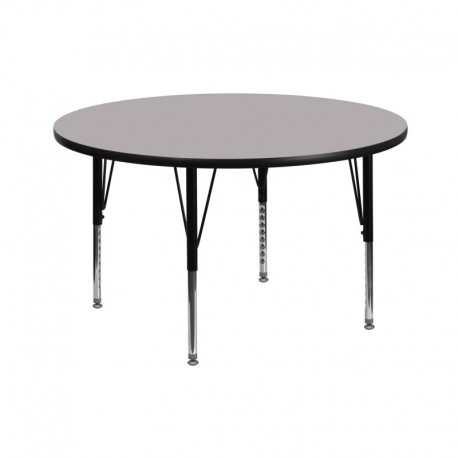 MFO 42'' Round Activity Table with Grey Thermal Fused Laminate Top and Height Adjustable Pre-School Legs