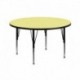 MFO 42'' Round Activity Table with Yellow Thermal Fused Laminate Top and Height Adjustable Pre-School Legs