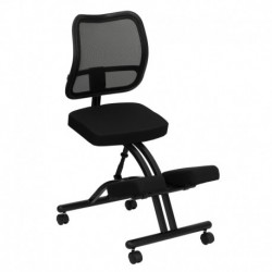MFO Mobile Ergonomic Kneeling Chair with Black Curved Mesh Back and Fabric Seat